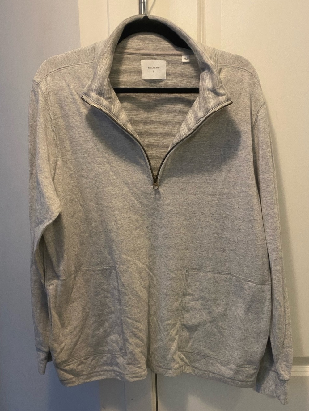 Billy Reid Light Gray Quarter-Zip Pullover Sweater